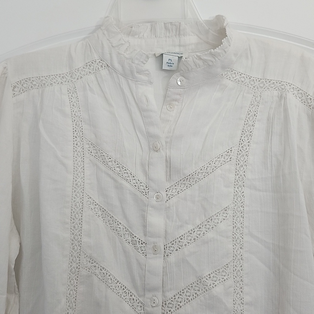 Sundance Elegant White Women's Blouse Petite Large - Picture 3 of 13